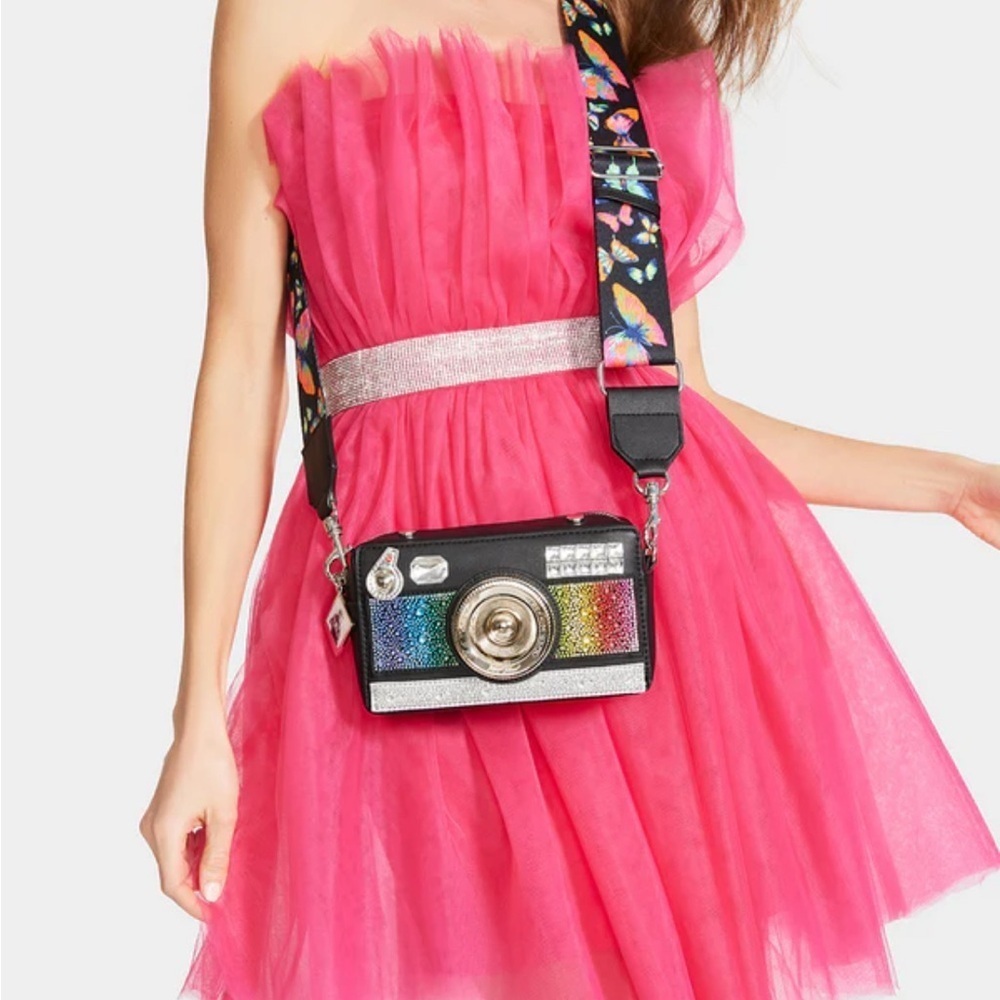 Betsey Johnson Novelty Multicolor Camera-Shaped Crossbody Bag! With Bling 🤩